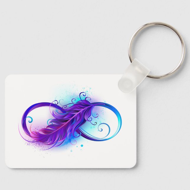 Infinity with Purple Feather Keychain (Front)