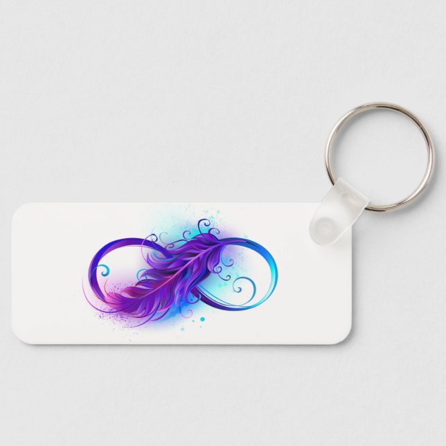 Infinity with Purple Feather Keychain (Front)