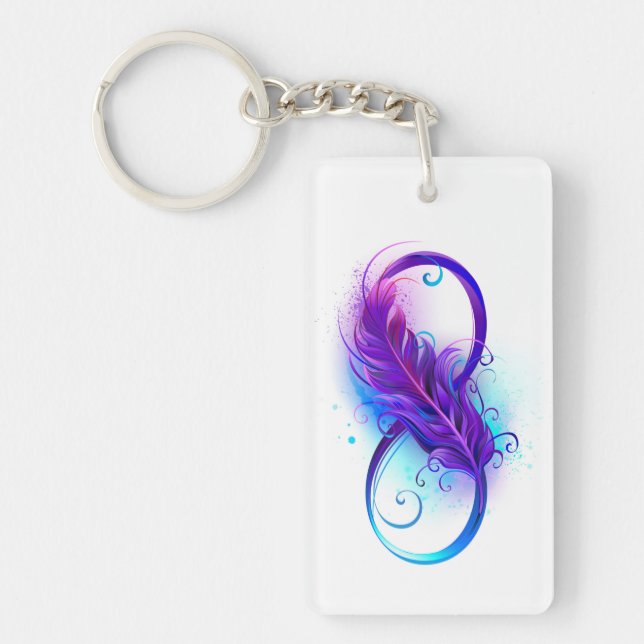 Infinity with Purple Feather Keychain (Front)