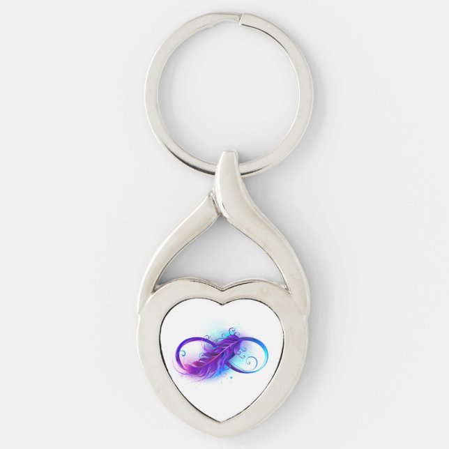 Infinity with Purple Feather Keychain (Front)