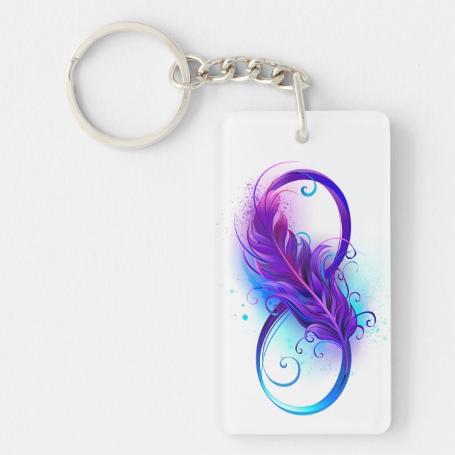 Infinity with Purple Feather Keychain (Front)