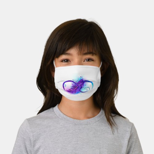 Infinity with Purple Feather Kids Cloth Face Mask
