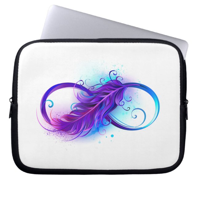 Infinity with Purple Feather Laptop Sleeve (Front)
