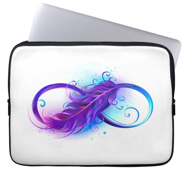 Infinity with Purple Feather Laptop Sleeve (Front)