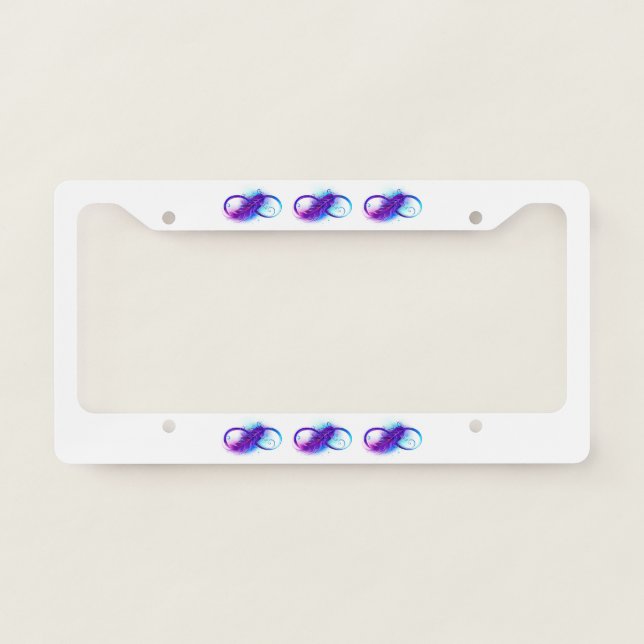 Infinity with Purple Feather License Plate Frame (Front)