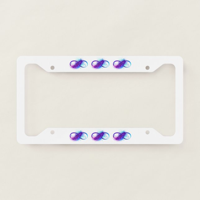 Infinity with Purple Feather License Plate Frame (Front)
