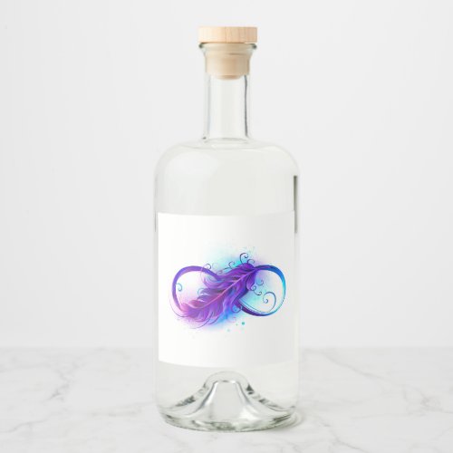 Infinity with Purple Feather Liquor Bottle Label