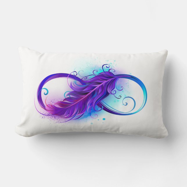 Infinity with Purple Feather Lumbar Pillow (Front)
