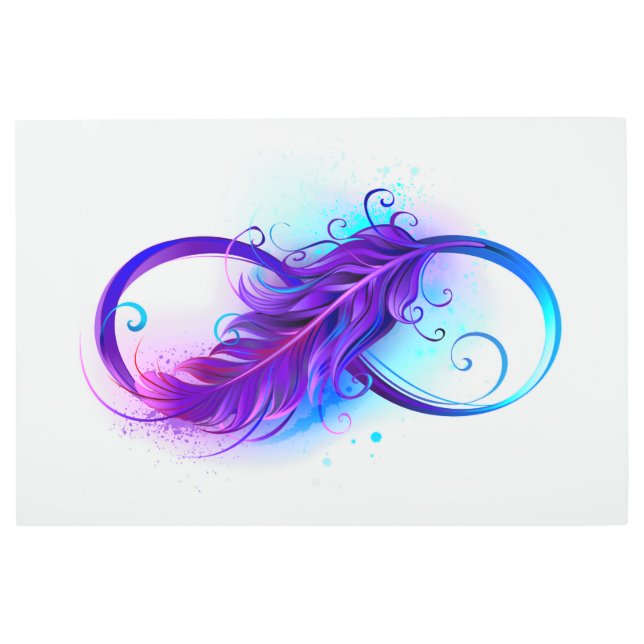 Infinity with Purple Feather Metal Print (Front)