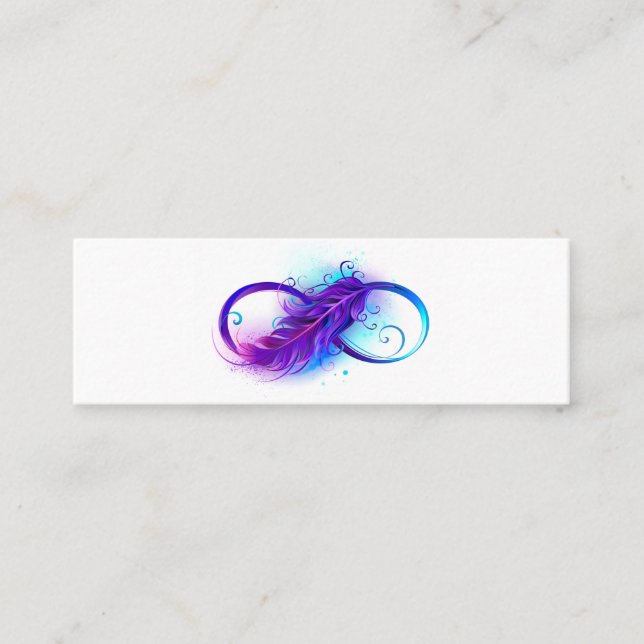 Infinity with Purple Feather Mini Business Card (Front)