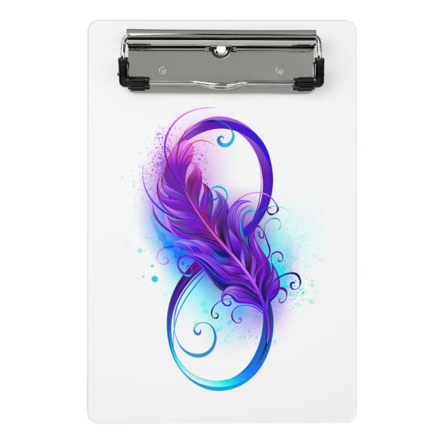 Infinity with Purple Feather Mini Clipboard (Front)