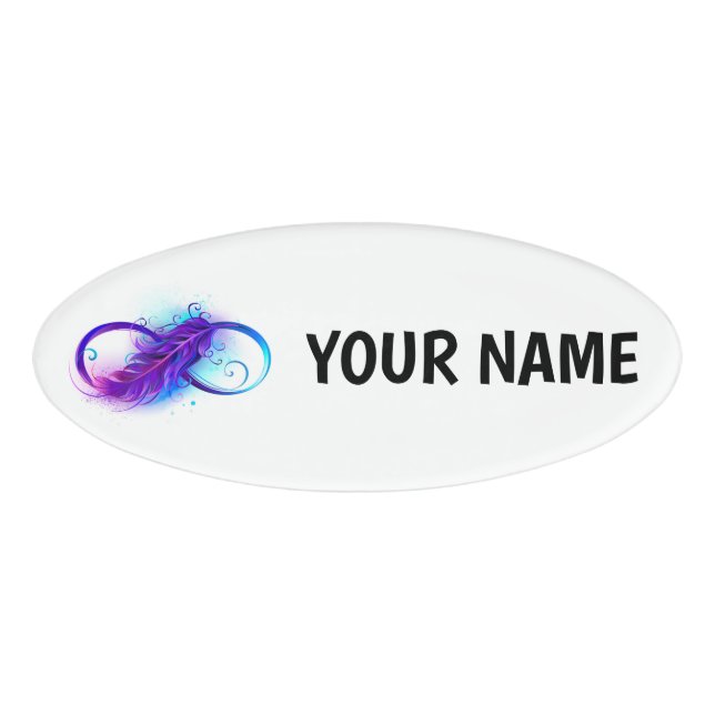 Infinity with Purple Feather Name Tag (Front)