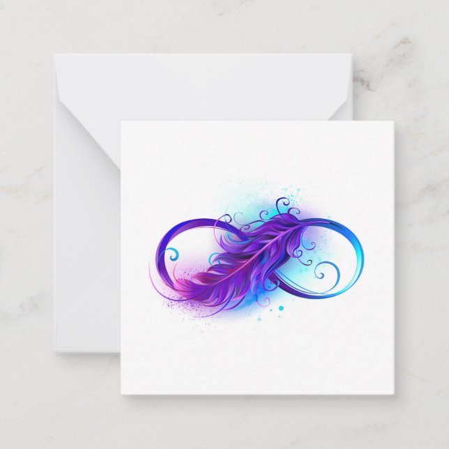 Infinity with Purple Feather Note Card (Front)