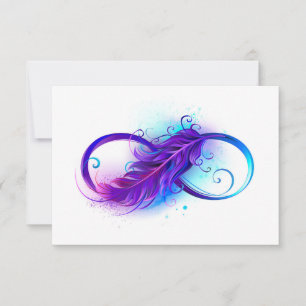 Infinity with Purple Feather Note Card