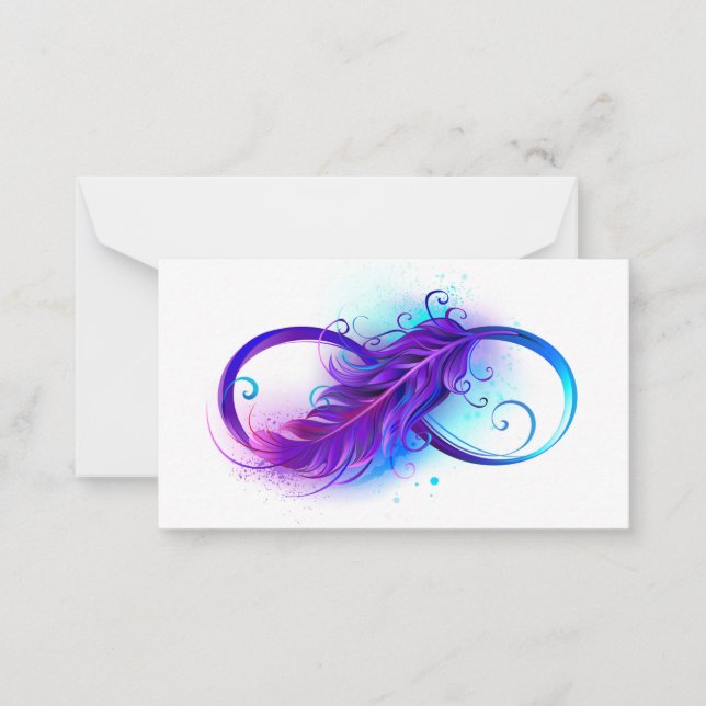Infinity with Purple Feather Note Card (Front)