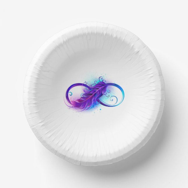 Infinity with Purple Feather Paper Bowls (Front)