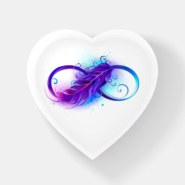 Infinity with Purple Feather Paperweight (Front)
