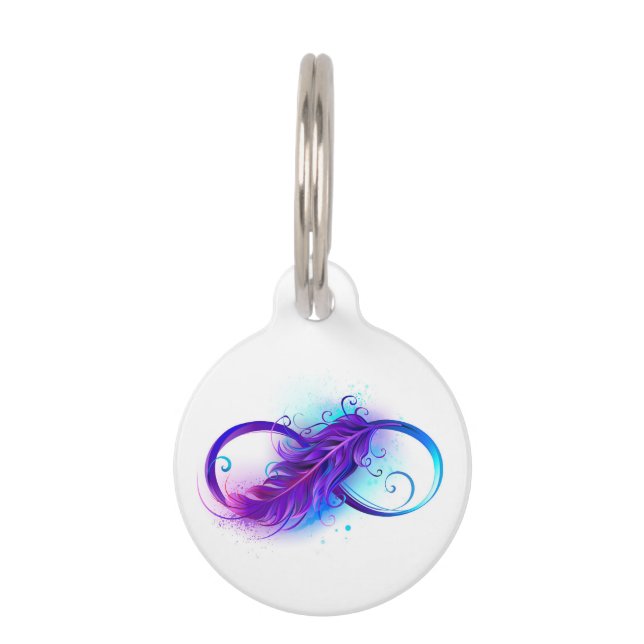 Infinity with Purple Feather Pet ID Tag (Front)
