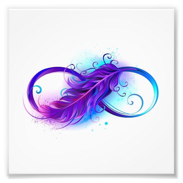 Infinity with Purple Feather Photo Print (Front)