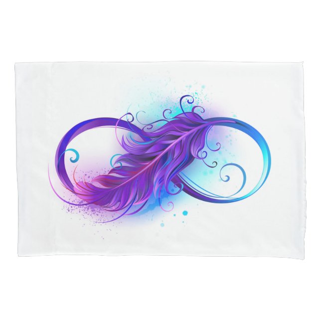 Infinity with Purple Feather Pillow Case (Front)