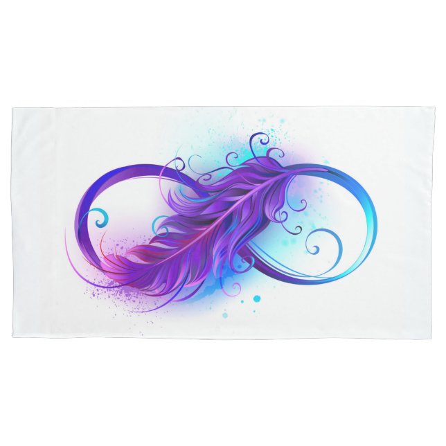 Infinity with Purple Feather Pillow Case (Front)