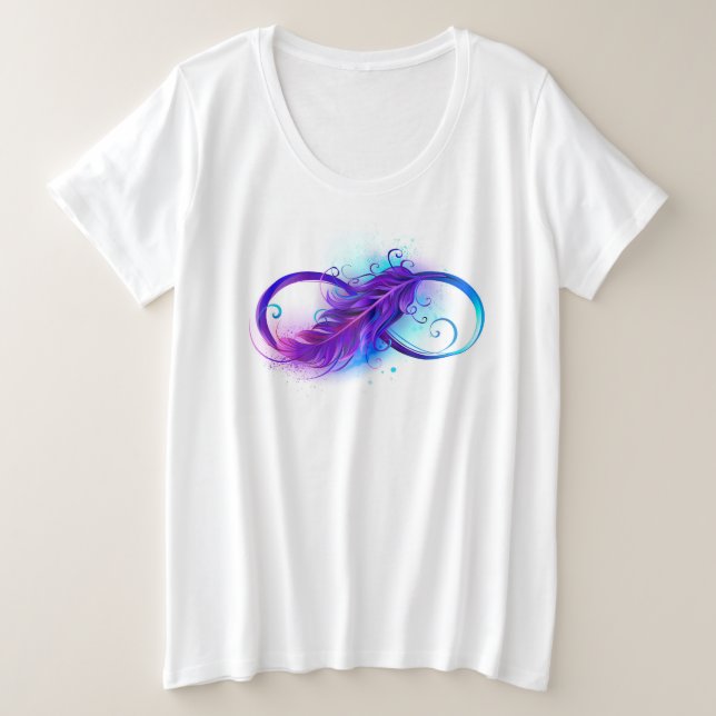 Infinity with Purple Feather Plus Size T-Shirt (Design Front)