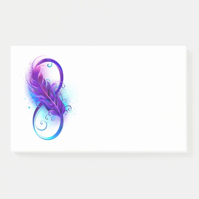 Infinity with Purple Feather Post-it Notes (Front)