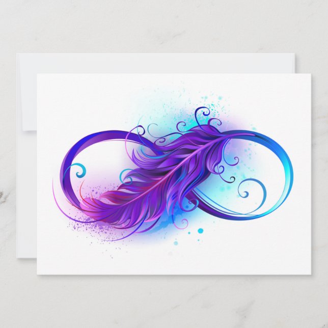 Infinity with Purple Feather Save The Date (Front)