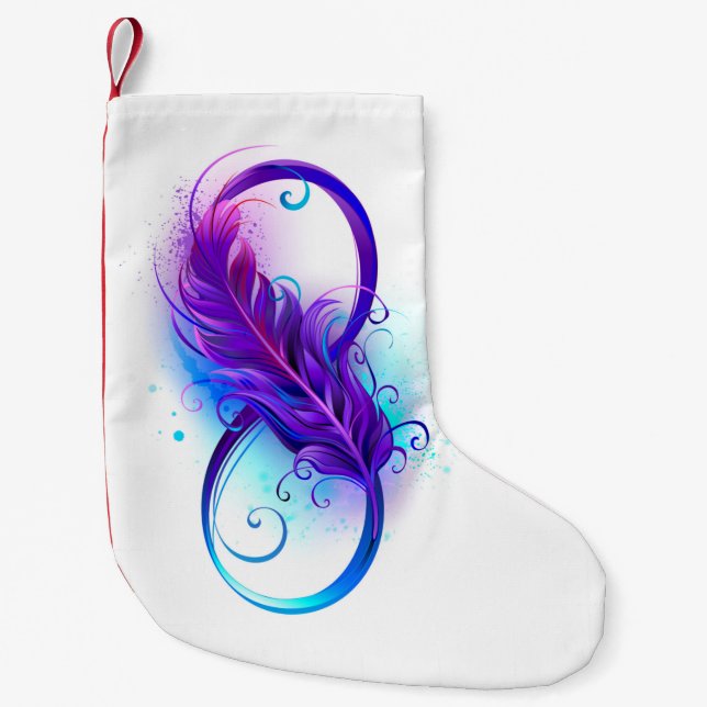 Infinity with Purple Feather Small Christmas Stocking (Front)