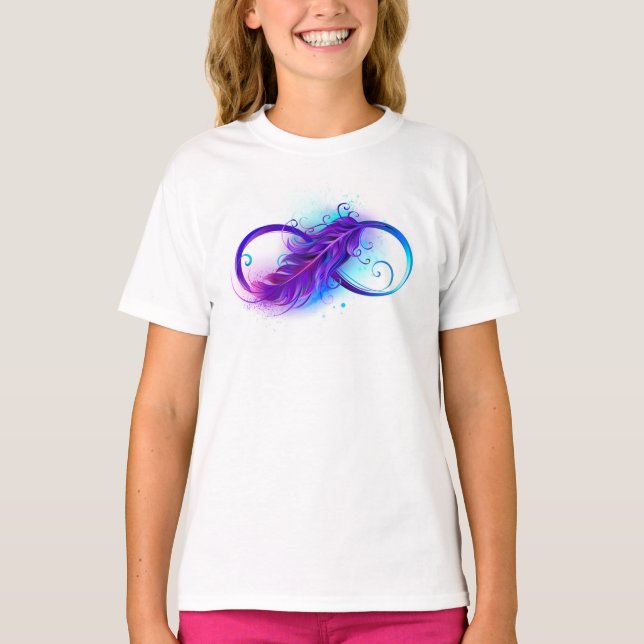 Infinity with Purple Feather T-Shirt (Front)