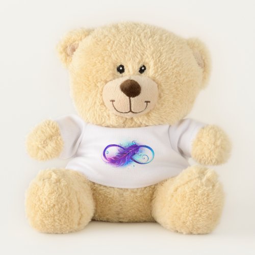 Infinity with Purple Feather Teddy Bear