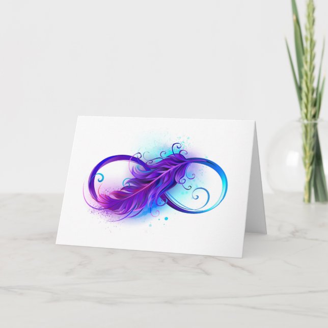 Infinity with Purple Feather Thank You Card (Front)