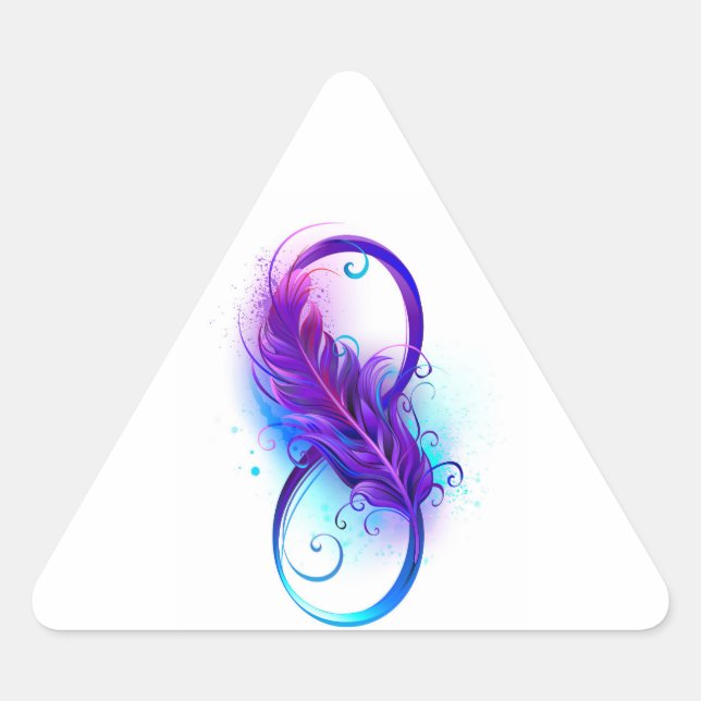Infinity with Purple Feather Triangle Sticker (Front)