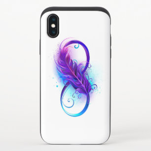 Infinity with Purple Feather iPhone XS Slider Case