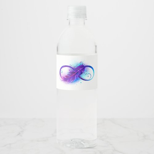 Infinity with Purple Feather Water Bottle Label