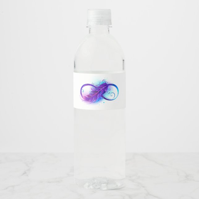 Infinity with Purple Feather Water Bottle Label (Front)