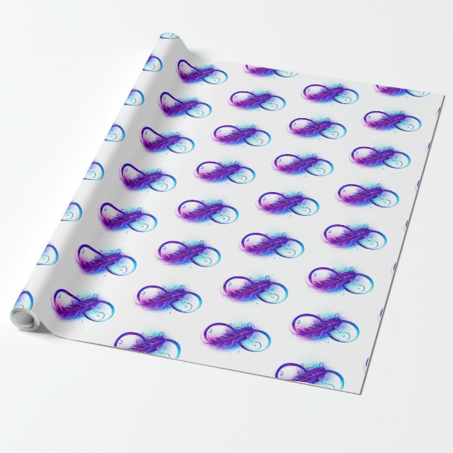 Infinity with Purple Feather Wrapping Paper (Unrolled)