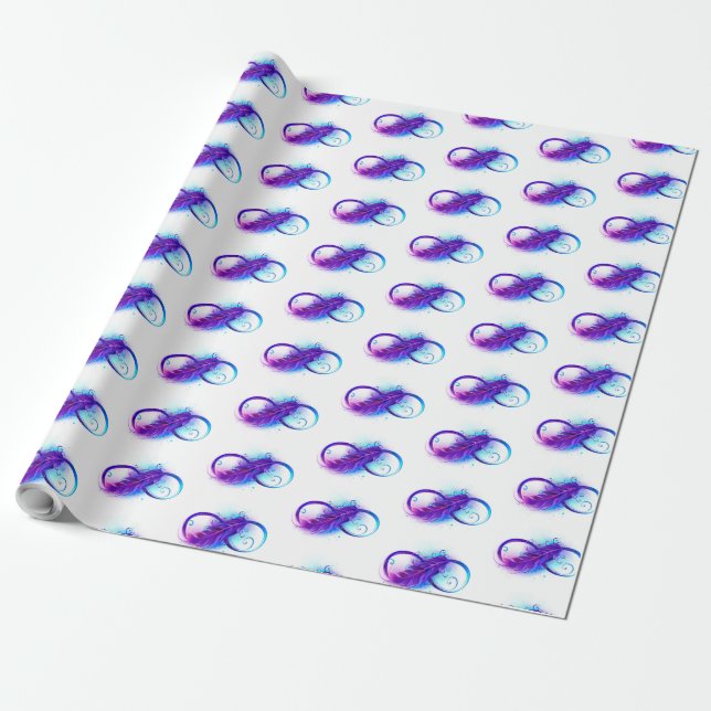 Infinity with Purple Feather Wrapping Paper (Unrolled)