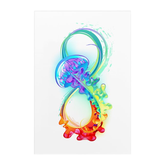 Infinity with Rainbow Jellyfish Acrylic Print (Front)