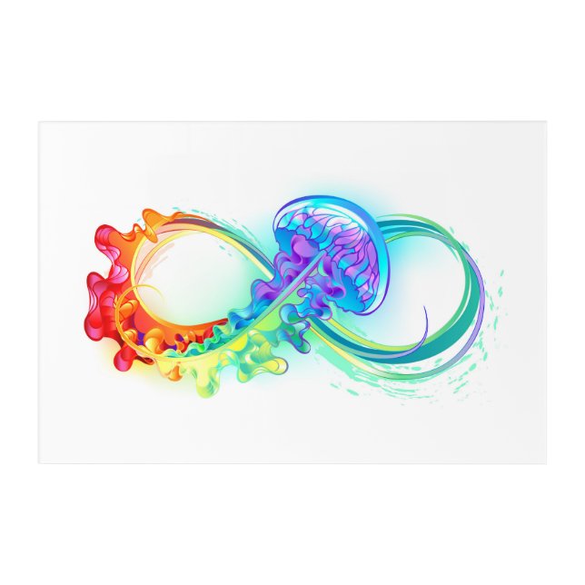 Infinity with Rainbow Jellyfish Acrylic Print (Front)