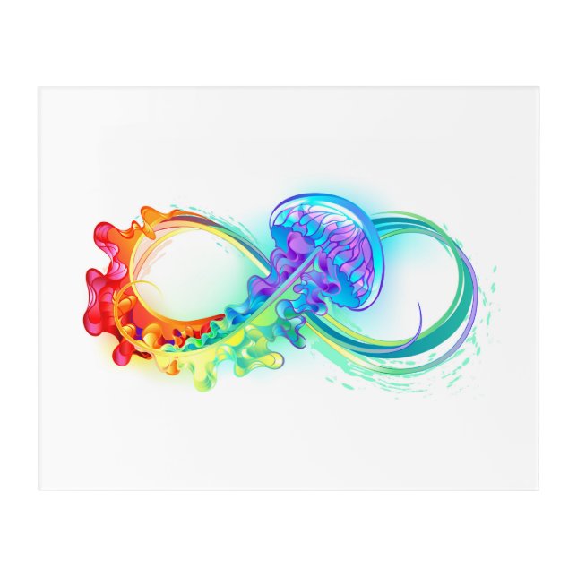 Infinity with Rainbow Jellyfish Acrylic Print (Front)
