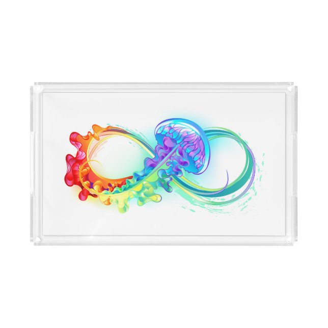 Infinity with Rainbow Jellyfish Acrylic Tray (Front)