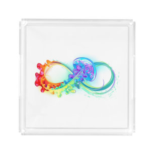 Infinity with Rainbow Jellyfish Acrylic Tray