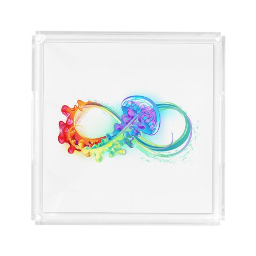 Infinity with Rainbow Jellyfish Acrylic Tray