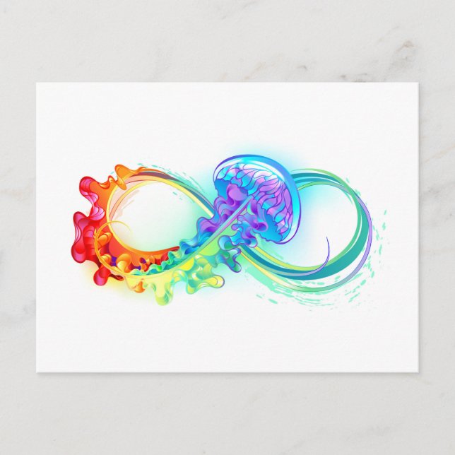 Infinity with Rainbow Jellyfish Announcement Postcard (Front)