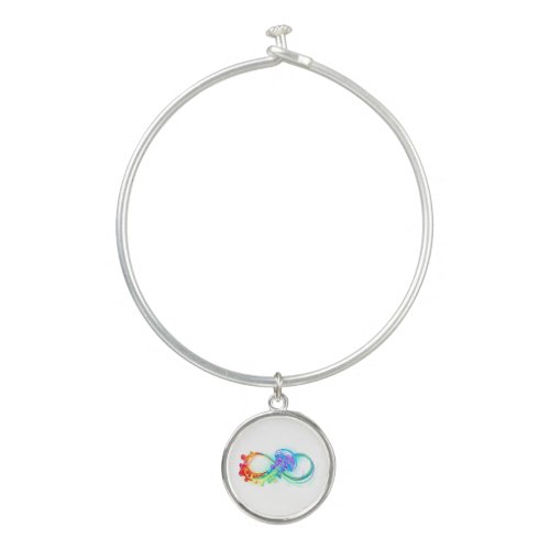 Infinity with Rainbow Jellyfish Bangle Bracelet