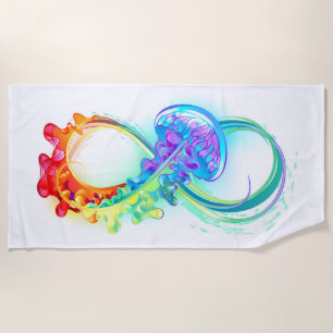 Infinity with Rainbow Jellyfish Beach Towel