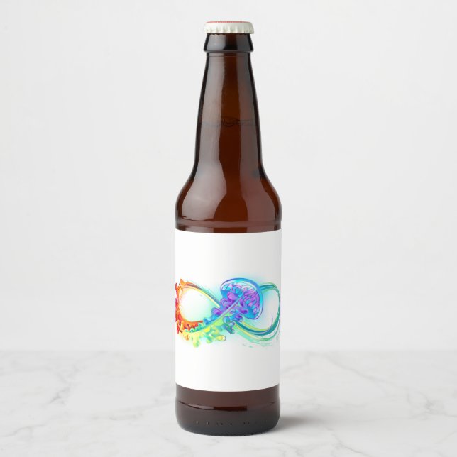 Infinity with Rainbow Jellyfish Beer Bottle Label (Front)