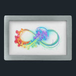 Infinity with Rainbow Jellyfish Belt Buckle<br><div class="desc">Multicolor infinity symbol with rainbow bright jellyfish decorated with long tentacles on white background. Rainbow jellyfish.</div>