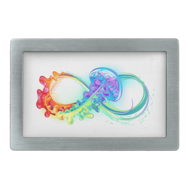 Infinity with Rainbow Jellyfish Belt Buckle (Front)